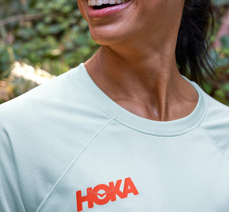 Hoka One One Performance Lång Sleeve Top Dam - Blå - YNMGW-1352